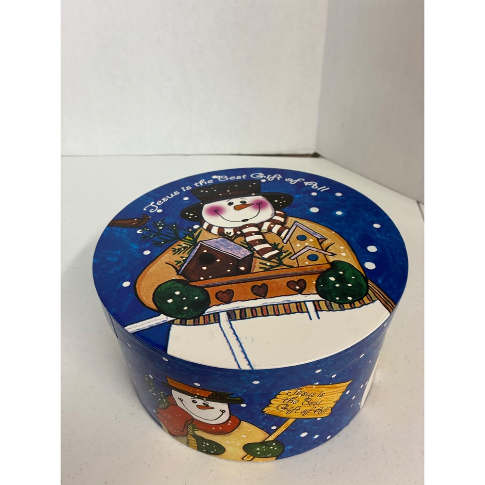 Jesus is the Reason for the Season Snowman Ceramic Mug Set of 4 with Gift Tin